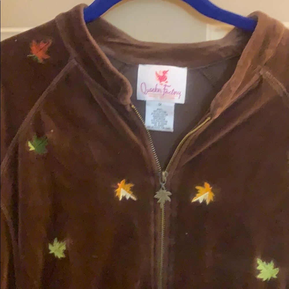 QF Brown velour jacket and pant set
